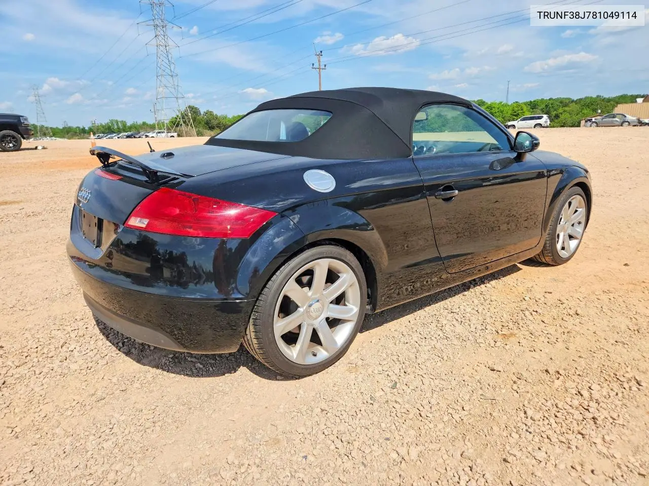 2008 Audi Tt 2.0T Premium VIN: TRUNF38J781049114 Lot: 50564116