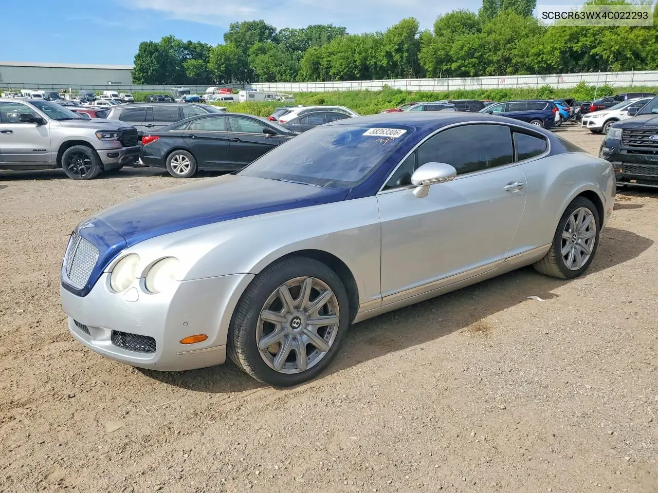 2004 Bentley Continental Gt VIN: SCBCR63WX4C022293 Lot: 58263306