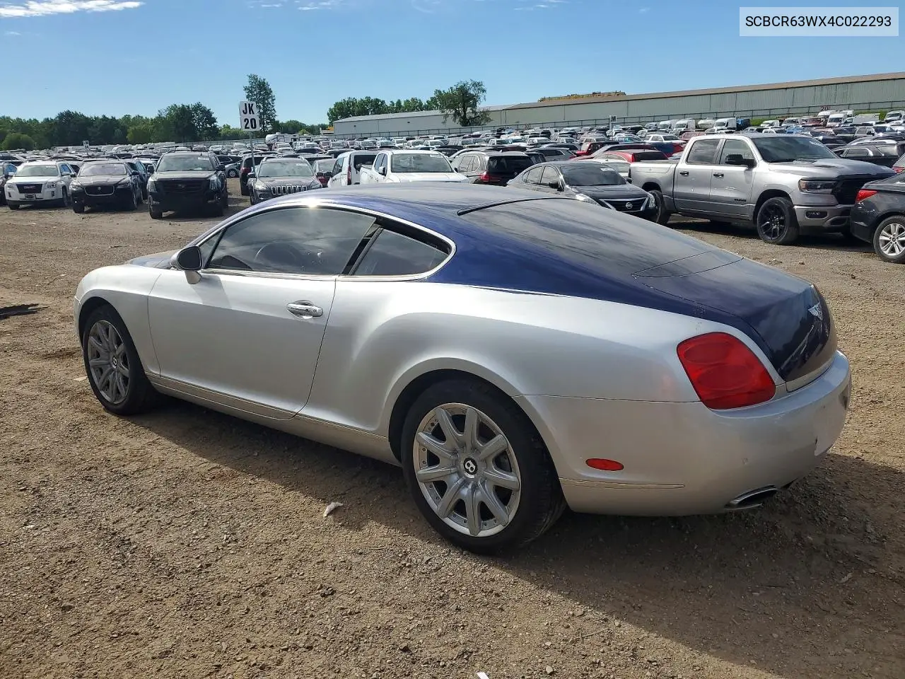 2004 Bentley Continental Gt VIN: SCBCR63WX4C022293 Lot: 58263306