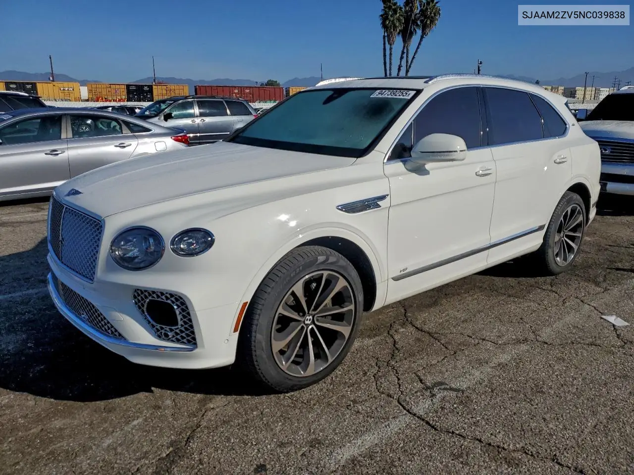 2022 Bently Bentayga VIN: SJAAM2ZV5NC039838 Lot: 52880036