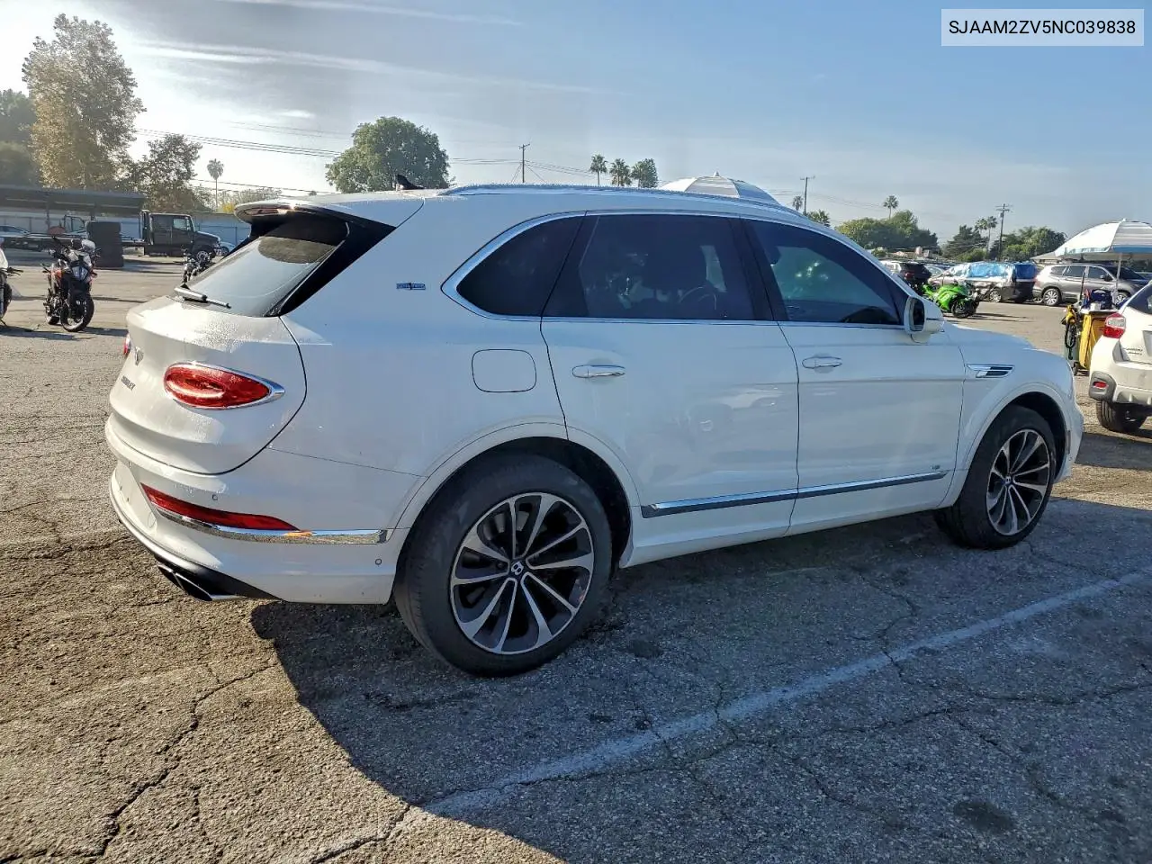2022 Bently Bentayga VIN: SJAAM2ZV5NC039838 Lot: 52880036