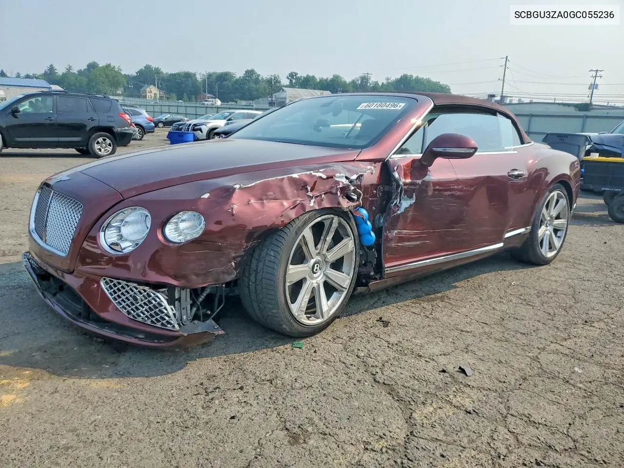 2016 Bentley Continental Gtc VIN: SCBGU3ZA0GC055236 Lot: 60180496