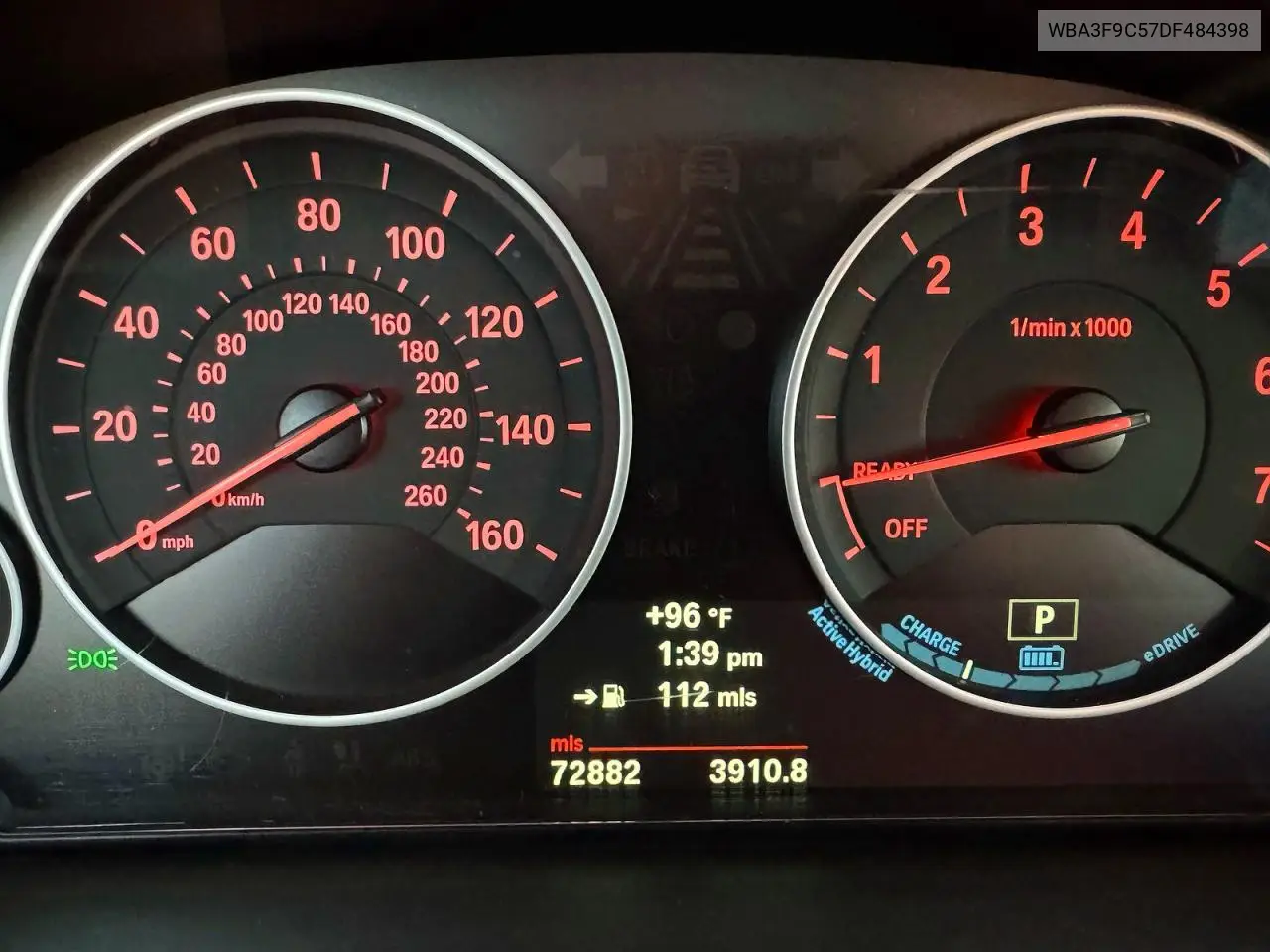 2013 BMW Activehybrid 3 VIN: WBA3F9C57DF484398 Lot: 60680046
