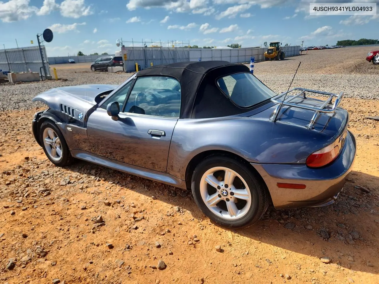 2000 BMW Z3 2.3 VIN: 4USCH9341YLG04933 Lot: 58993976