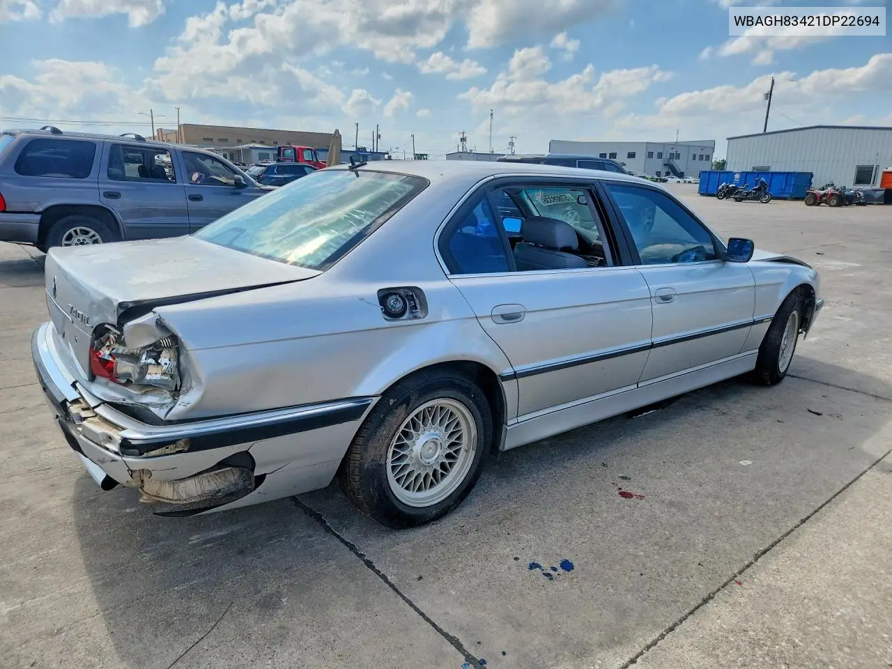 2001 BMW 740Il VIN: WBAGH83421DP22694 Lot: 57809336