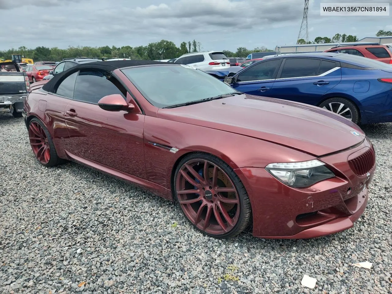 2007 BMW M650 I VIN: WBAEK13567CN81894 Lot: 56068606