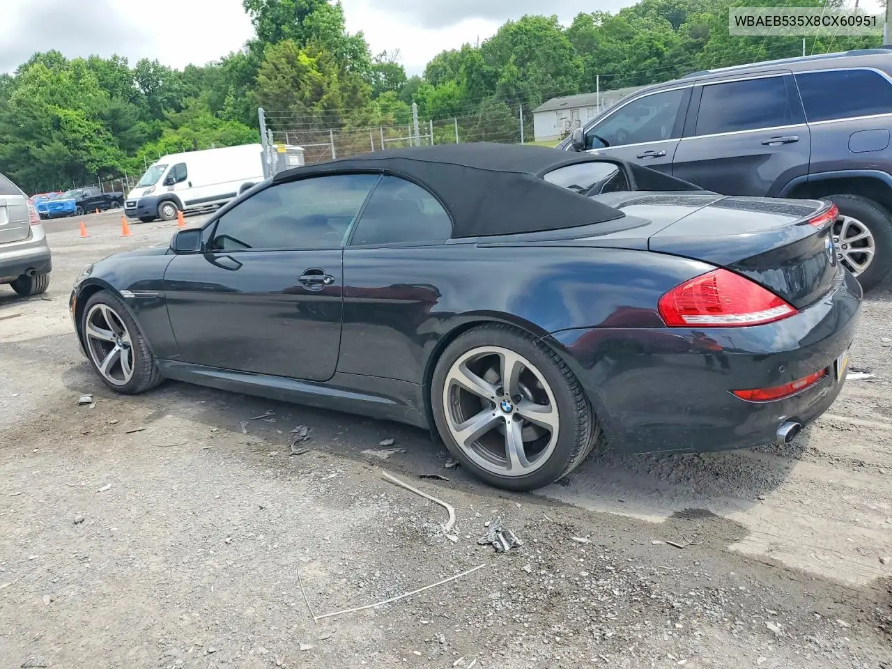 2008 BMW 650 I VIN: WBAEB535X8CX60951 Lot: 56653186