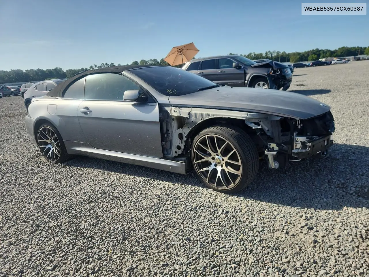 2008 BMW 650 I VIN: WBAEB53578CX60387 Lot: 61764446
