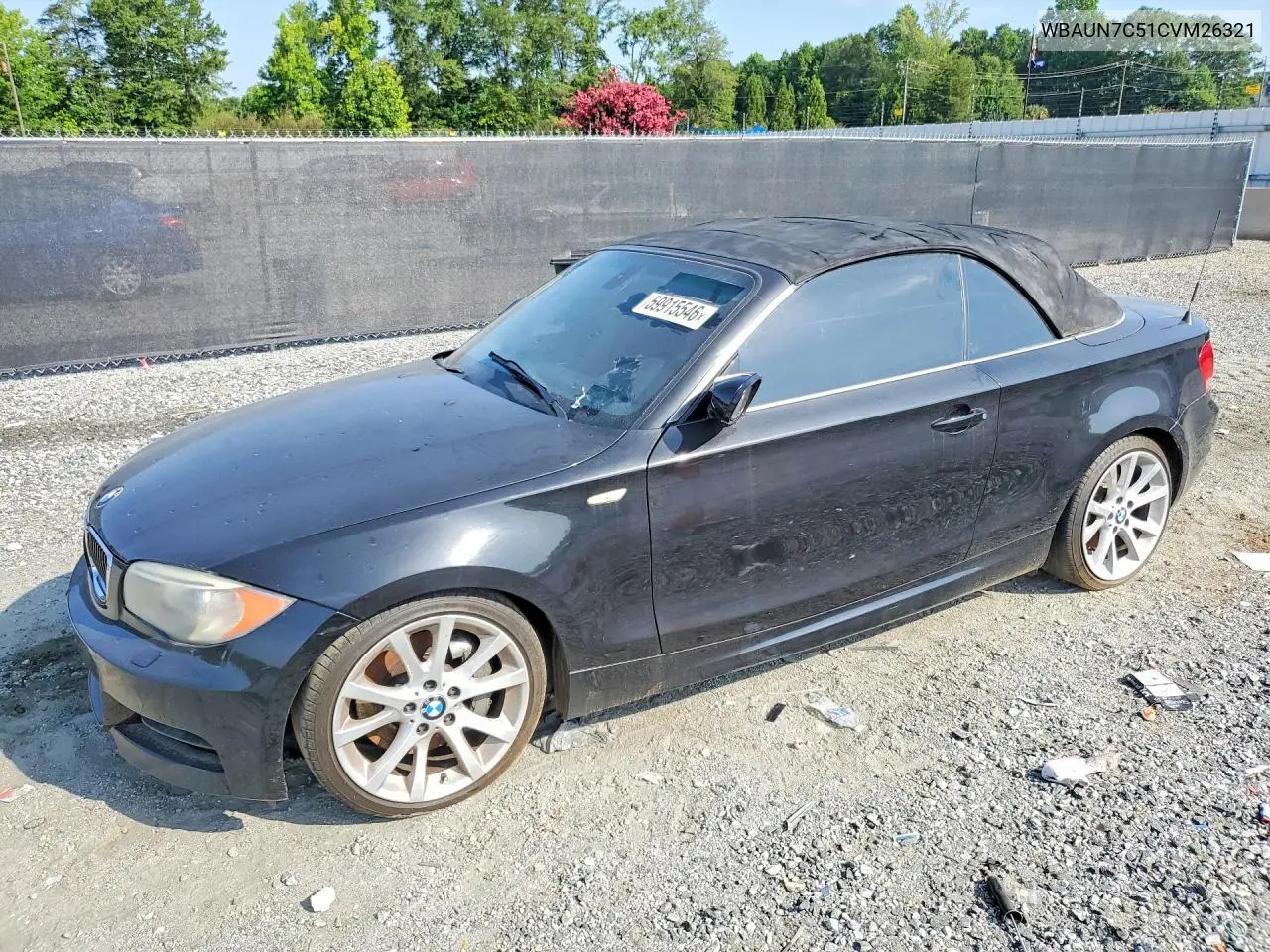 2012 BMW 135 I VIN: WBAUN7C51CVM26321 Lot: 59915546