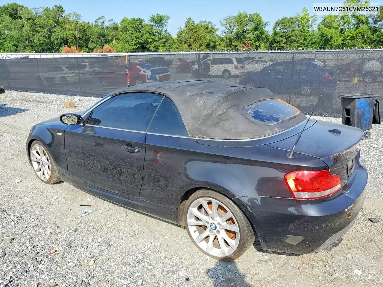 2012 BMW 135 I VIN: WBAUN7C51CVM26321 Lot: 59915546