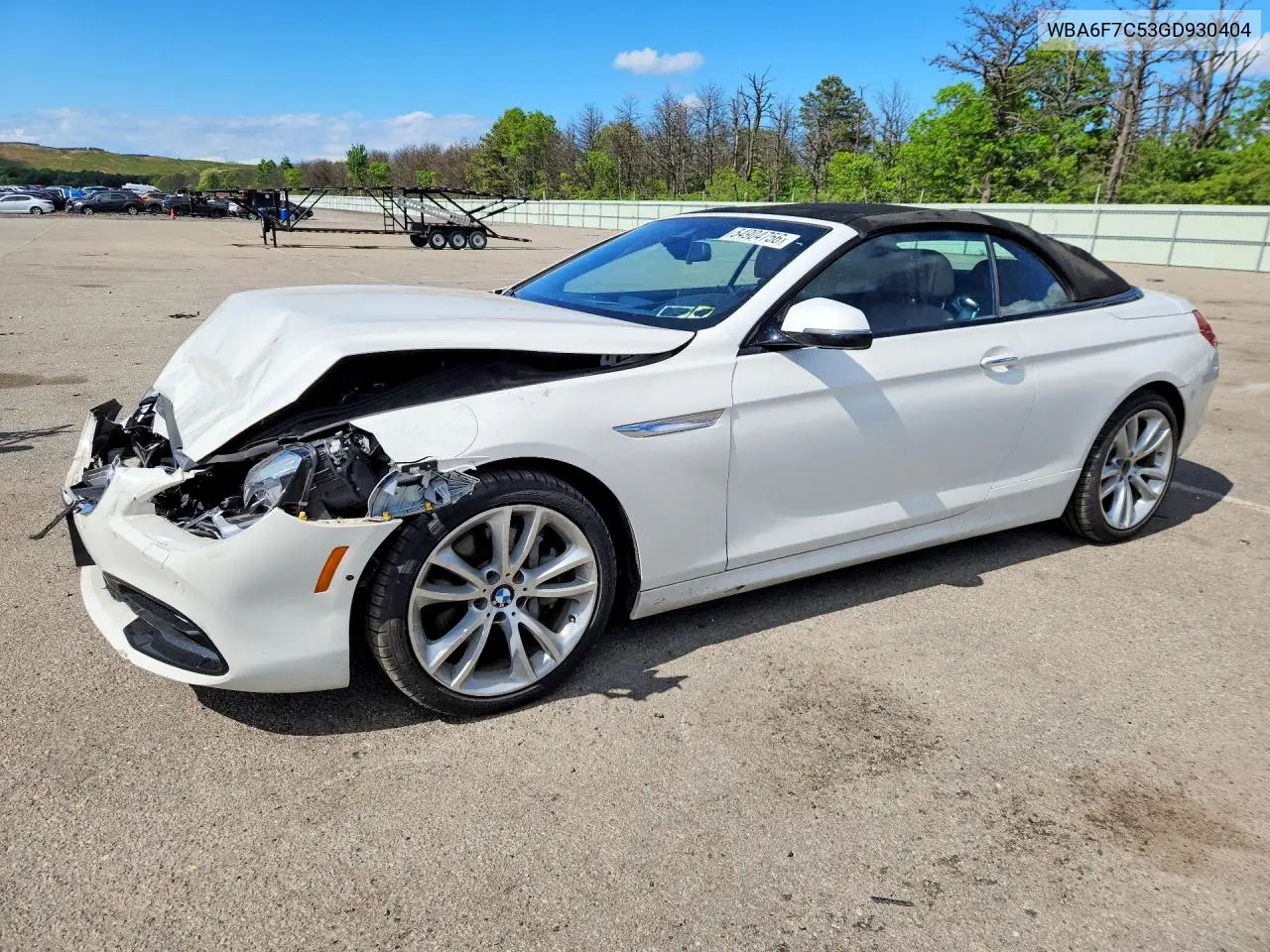 2016 BMW 650 Xi VIN: WBA6F7C53GD930404 Lot: 54904756