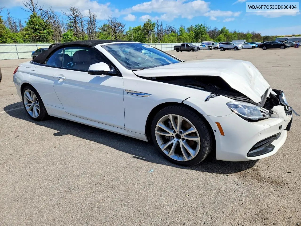 2016 BMW 650 Xi VIN: WBA6F7C53GD930404 Lot: 54904756