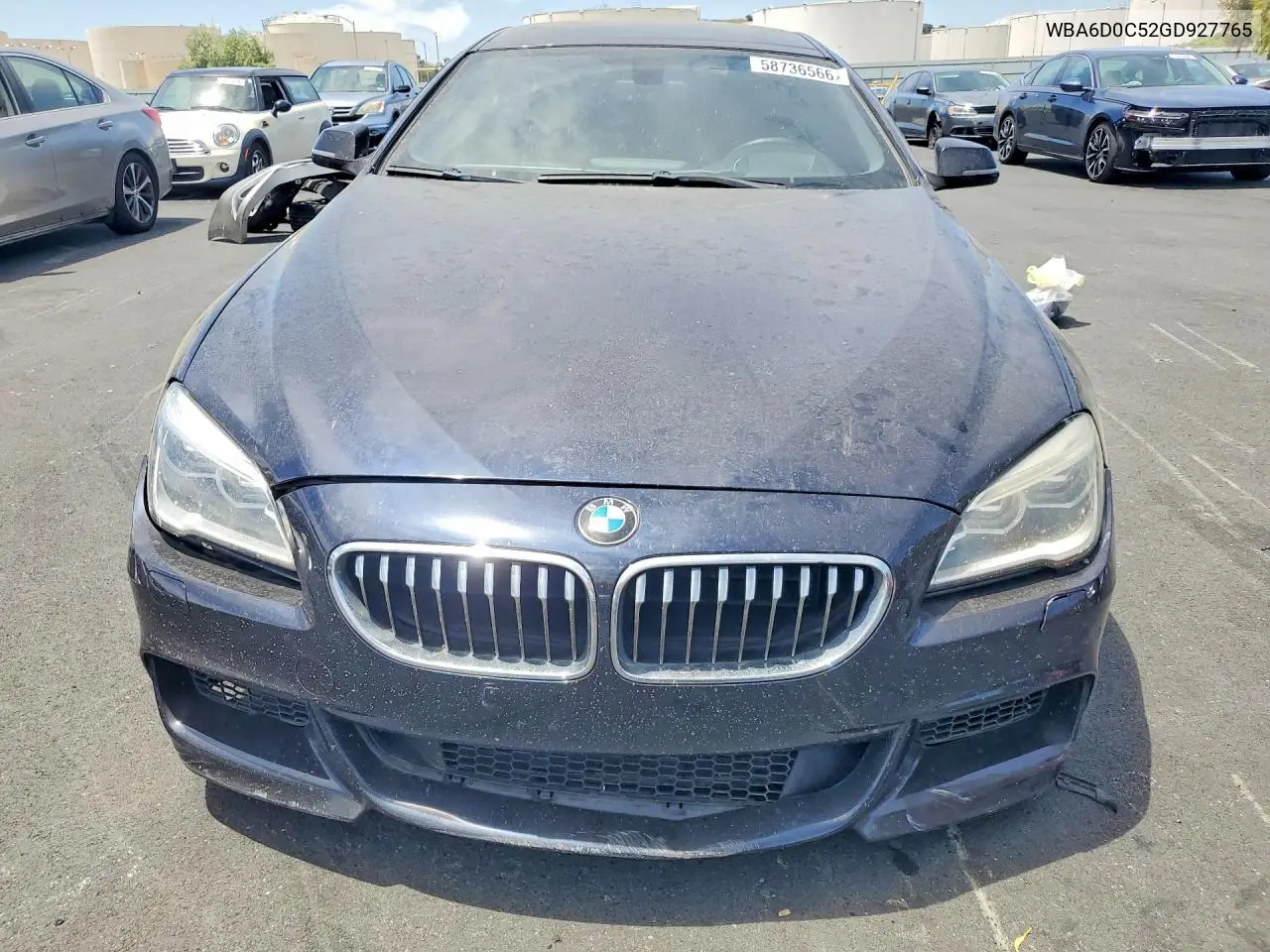 2016 BMW 640 I Gran Coupe VIN: WBA6D0C52GD927765 Lot: 58736566