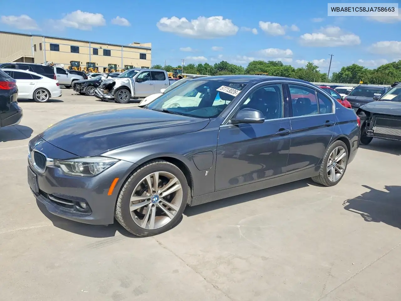 2018 BMW 330E VIN: WBA8E1C58JA758663 Lot: 57713026
