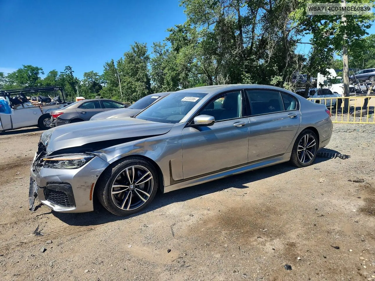 2021 BMW 740 Xi VIN: WBA7T4C04MCE60839 Lot: 57233386