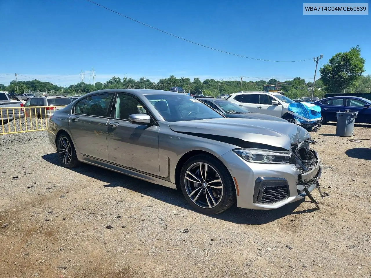 2021 BMW 740 Xi VIN: WBA7T4C04MCE60839 Lot: 57233386