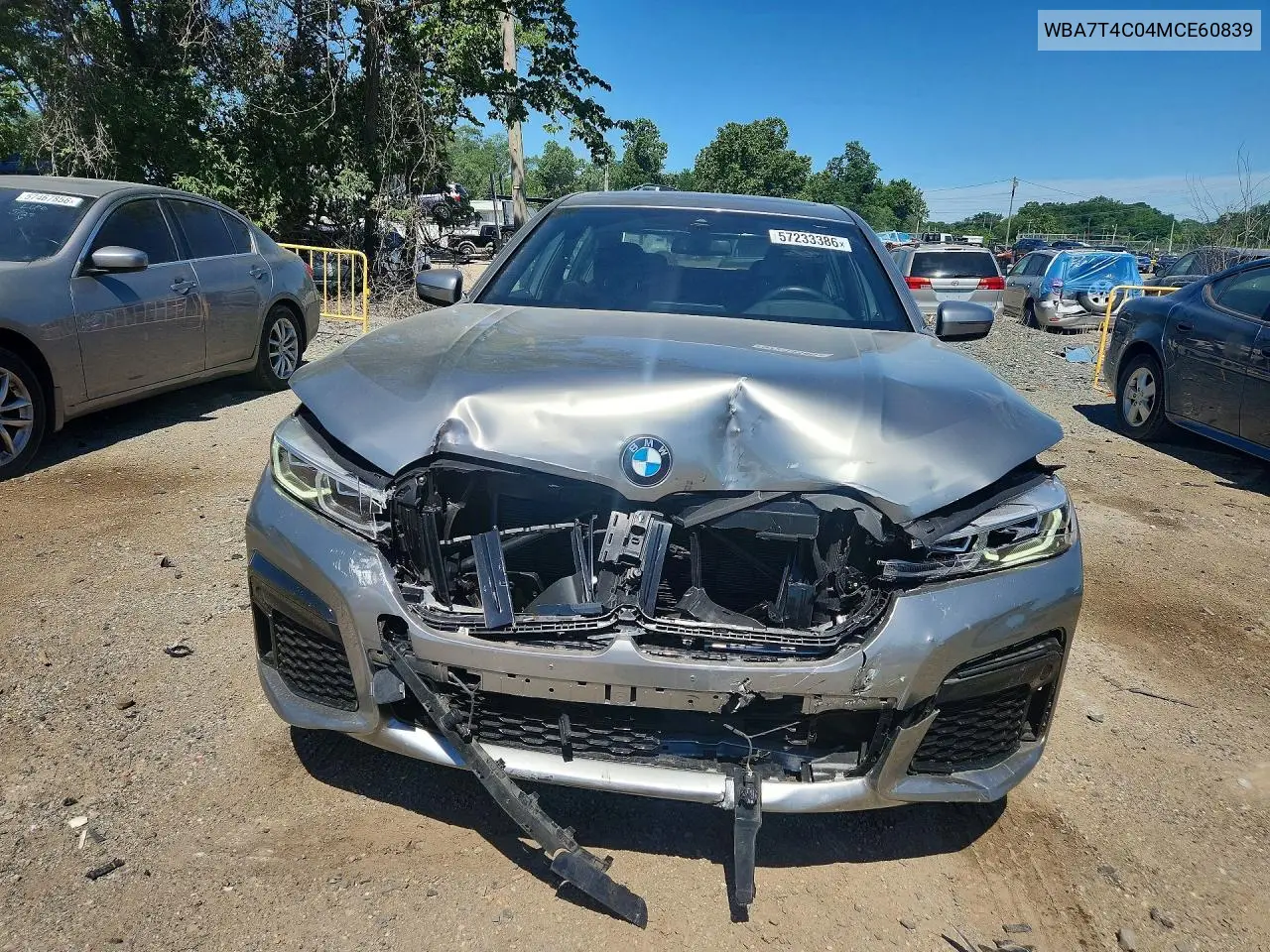 2021 BMW 740 Xi VIN: WBA7T4C04MCE60839 Lot: 57233386