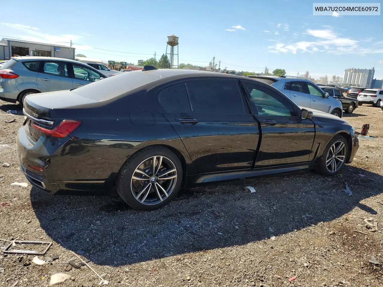 2021 BMW 750 Xi VIN: WBA7U2C04MCE60972 Lot: 57566136