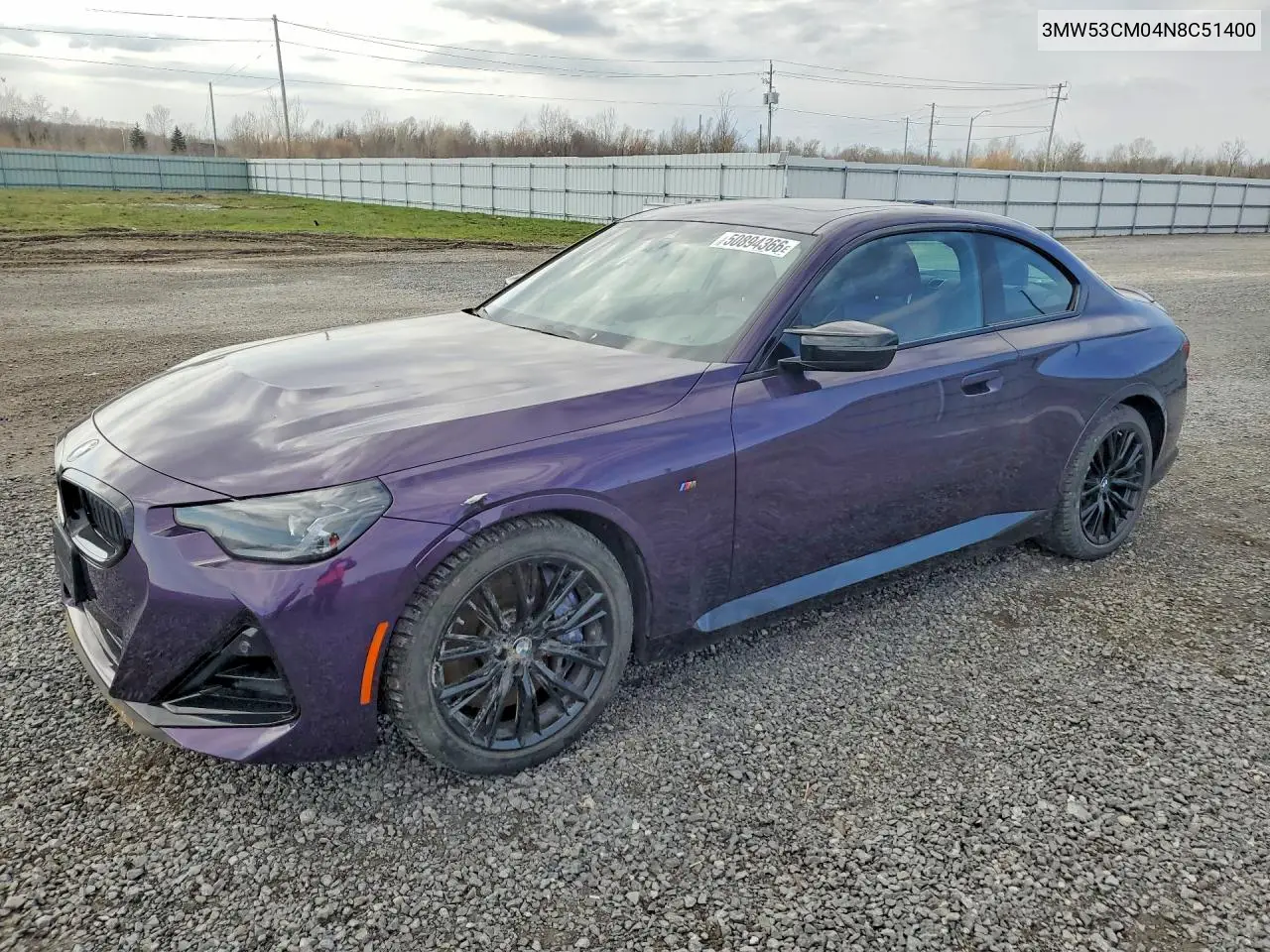 2022 BMW M240Xi VIN: 3MW53CM04N8C51400 Lot: 50894366