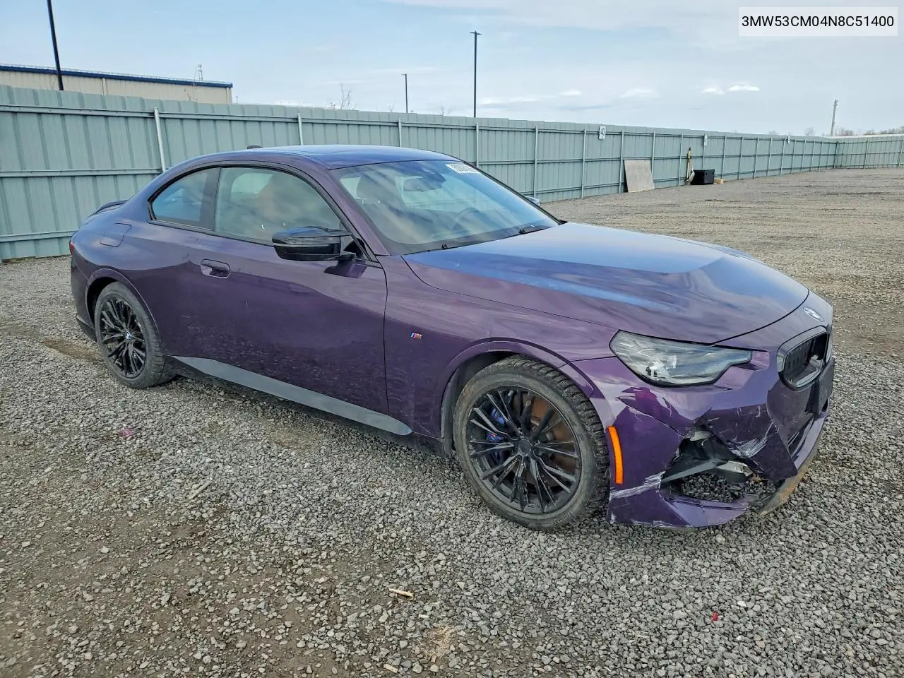 2022 BMW M240Xi VIN: 3MW53CM04N8C51400 Lot: 50894366