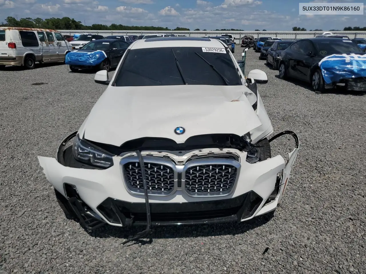 2022 BMW X4 xDrive30I VIN: 5UX33DT01N9K86160 Lot: 53029256