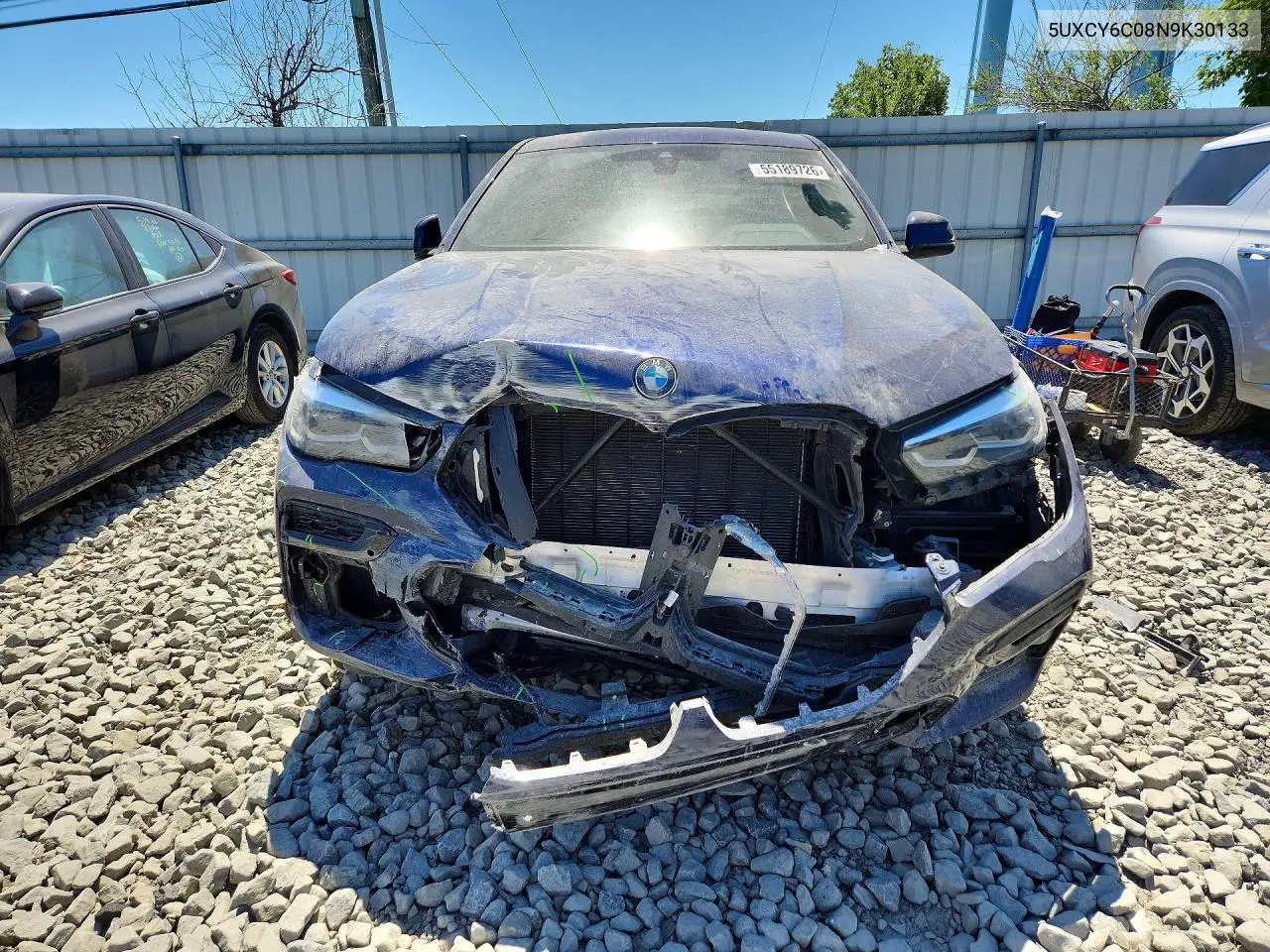 2022 BMW X6 xDrive40I VIN: 5UXCY6C08N9K30133 Lot: 55189726