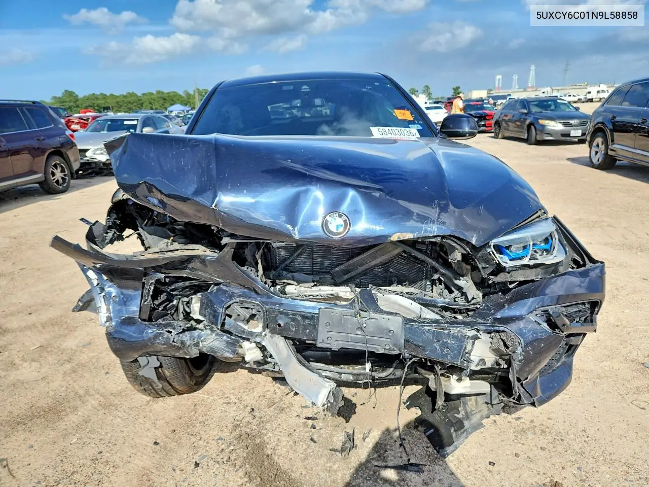 2022 BMW X6 xDrive40I VIN: 5UXCY6C01N9L58858 Lot: 58403036