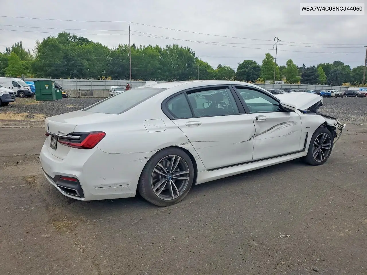 2022 BMW 745Xe VIN: WBA7W4C08NCJ44060 Lot: 58454826