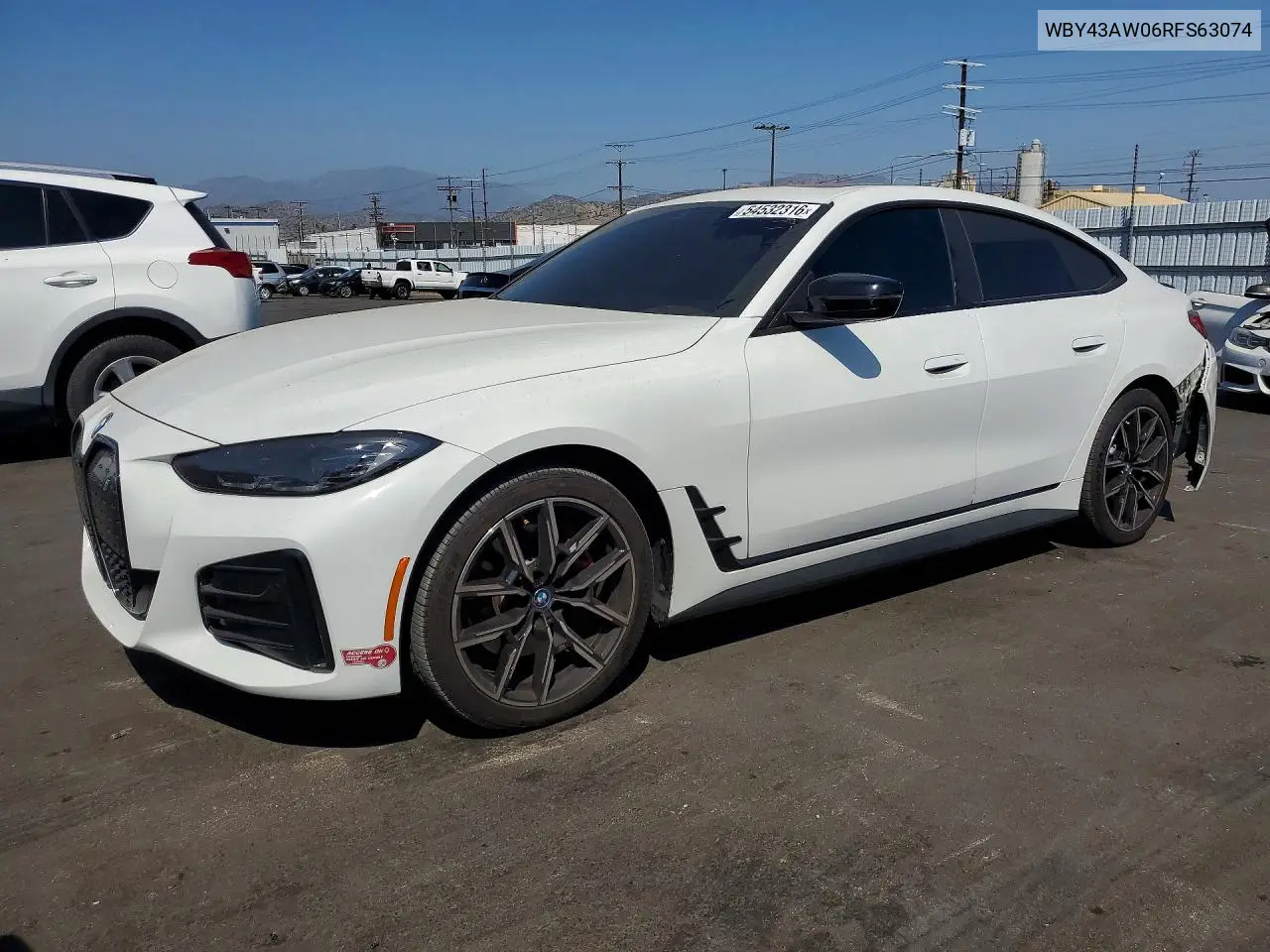 2024 BMW I4 Edrive 35 VIN: WBY43AW06RFS63074 Lot: 54532316