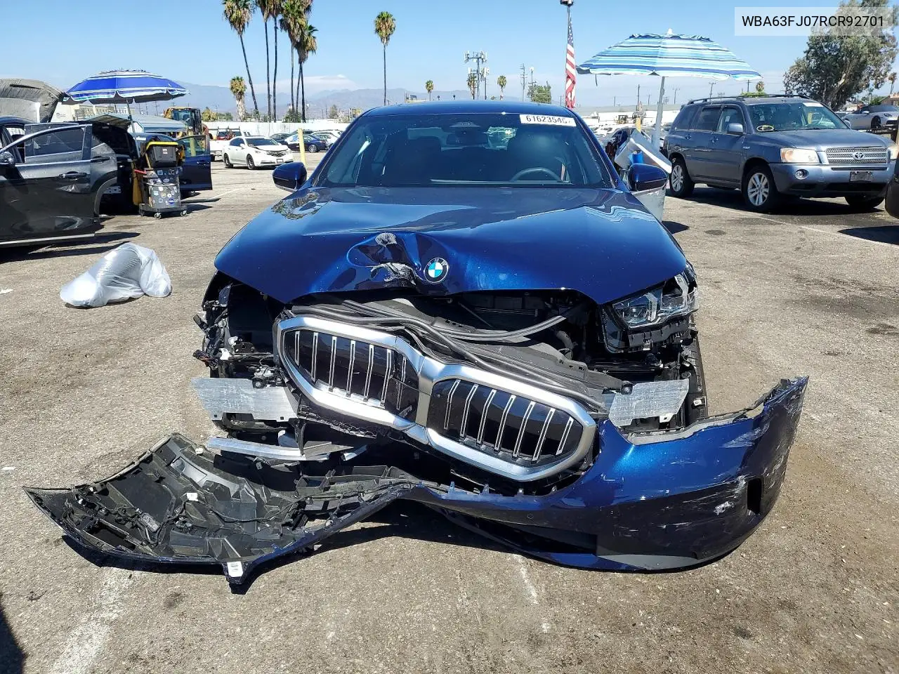 2024 BMW 540 Xi VIN: WBA63FJ07RCR92701 Lot: 61623546