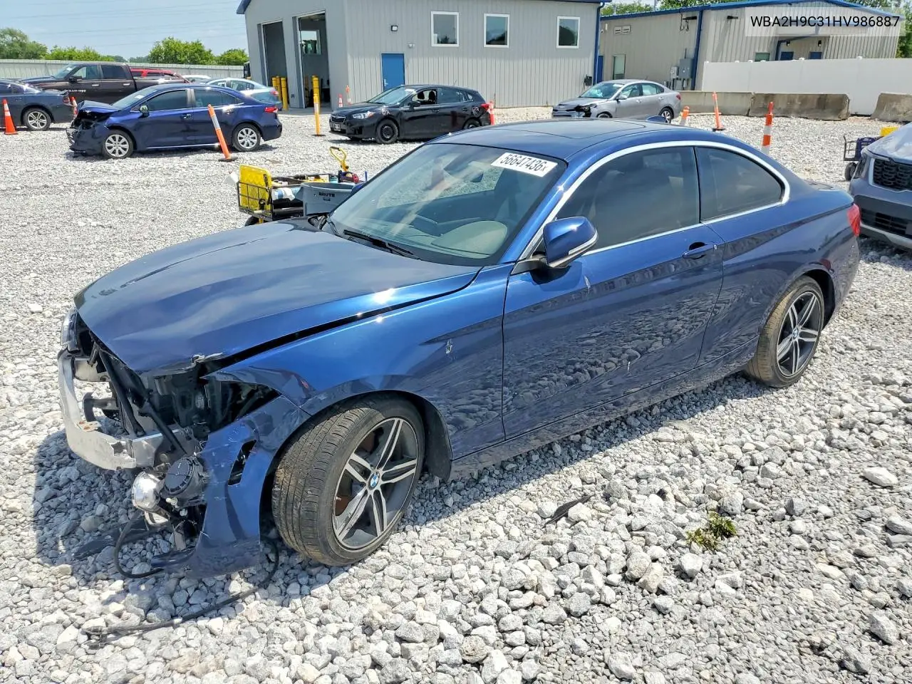 2017 BMW 230Xi VIN: WBA2H9C31HV986887 Lot: 56647436