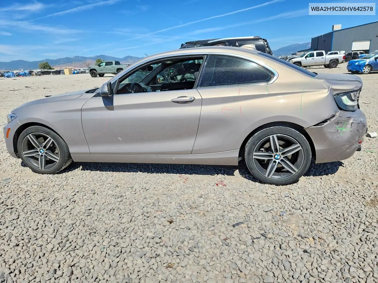 2017 BMW 230Xi VIN: WBA2H9C30HV642578 Lot: 57890896