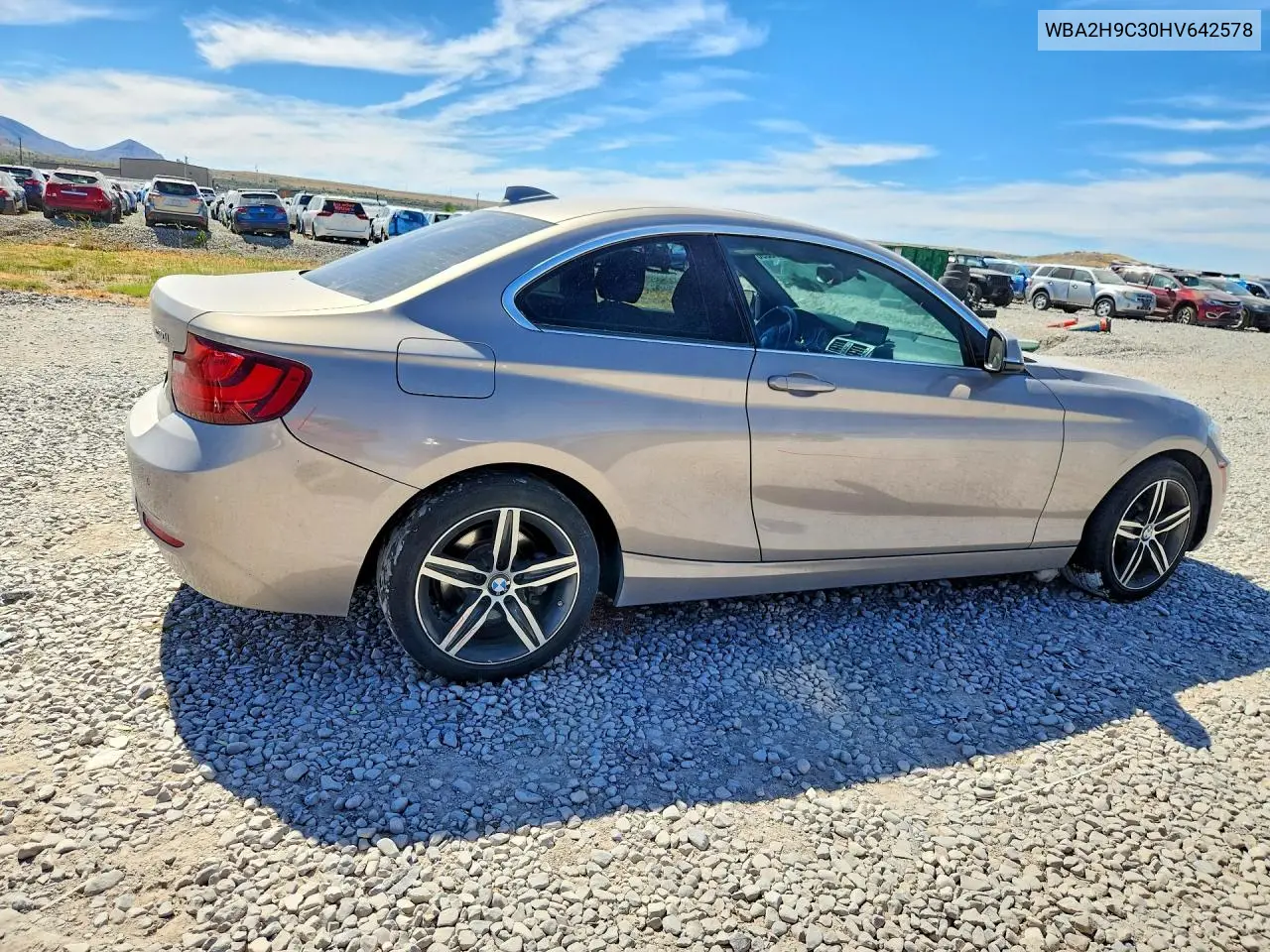 2017 BMW 230Xi VIN: WBA2H9C30HV642578 Lot: 57890896
