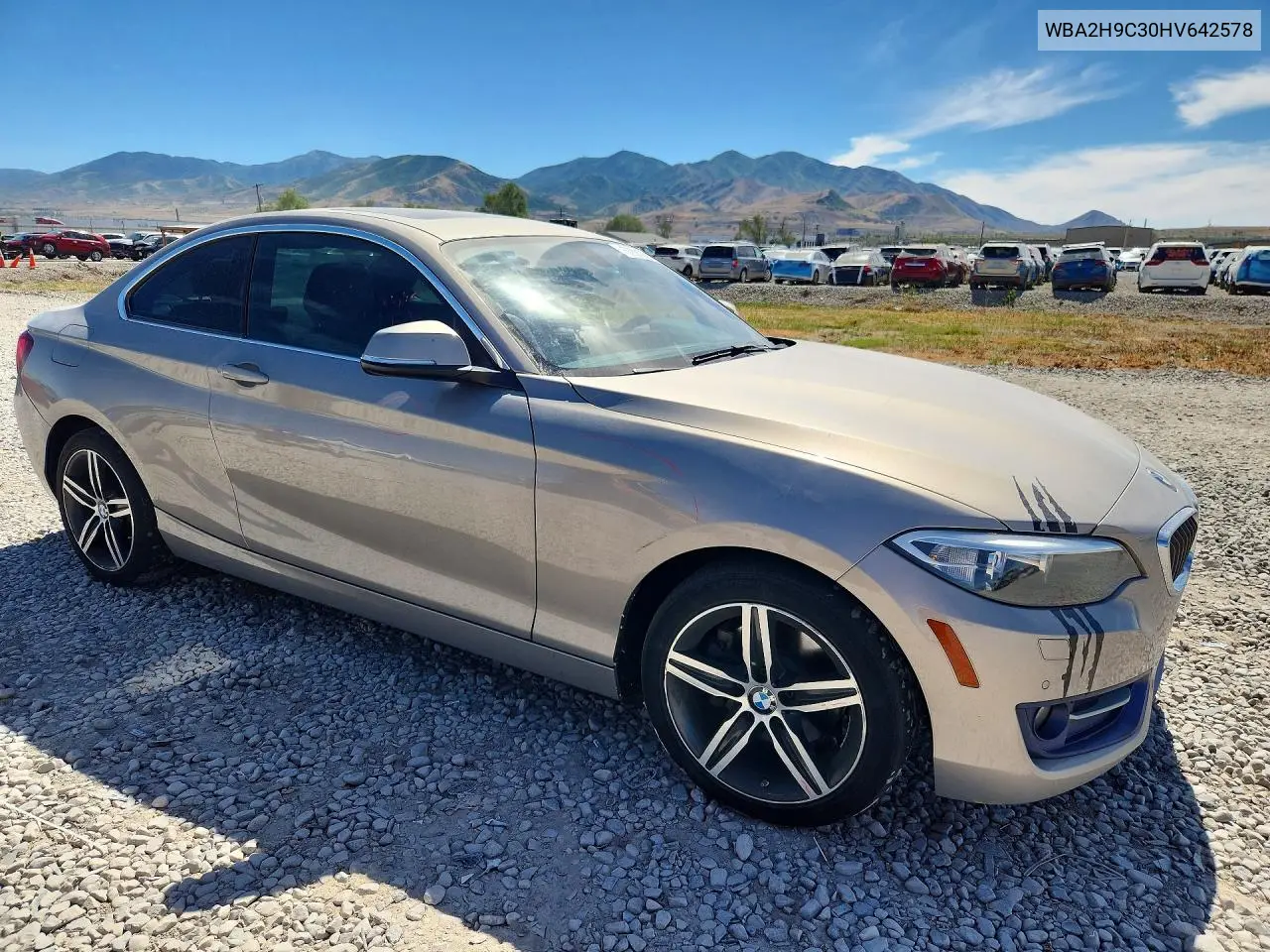 2017 BMW 230Xi VIN: WBA2H9C30HV642578 Lot: 57890896