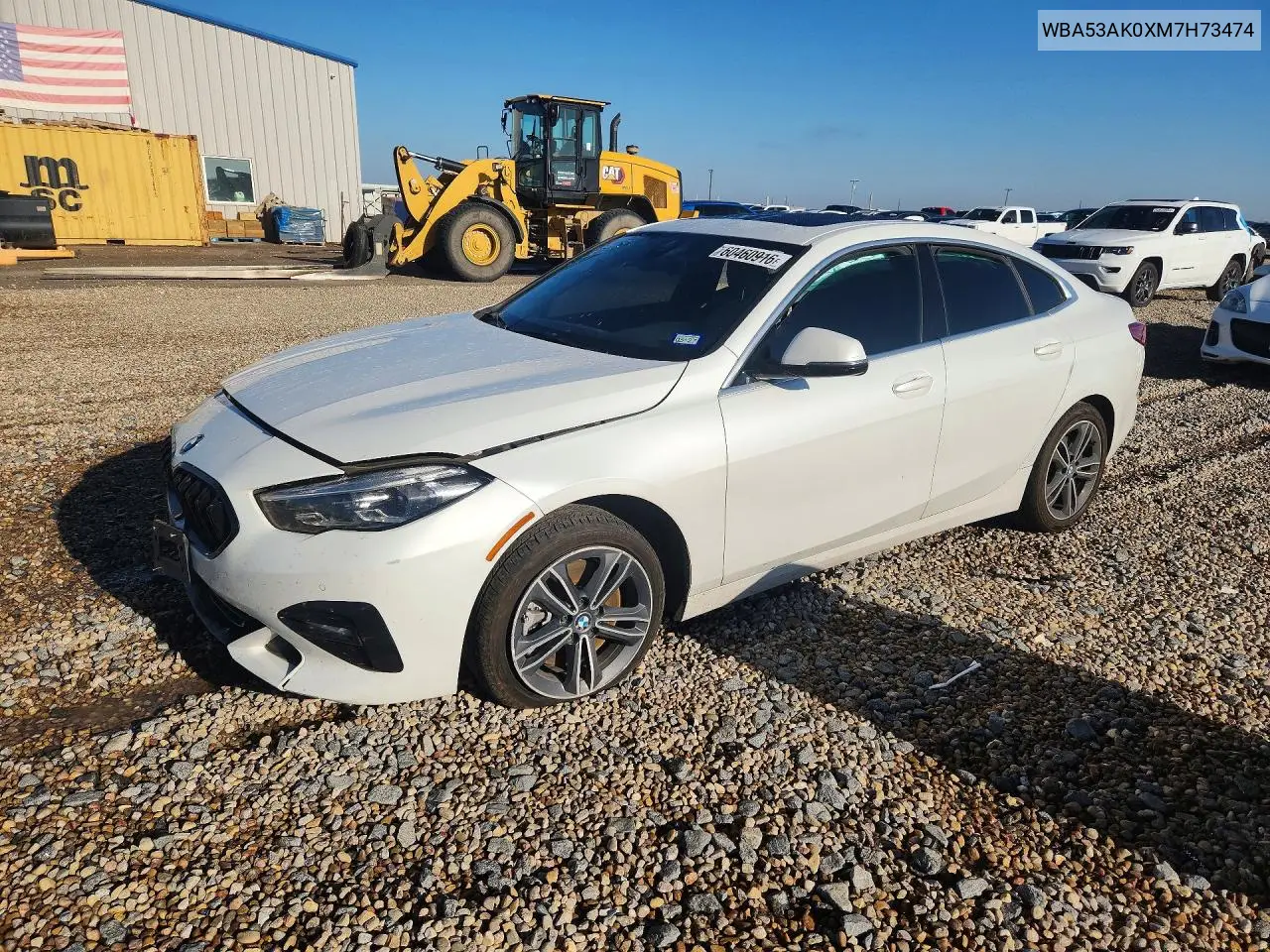 2021 BMW 228I VIN: WBA53AK0XM7H73474 Lot: 60460916