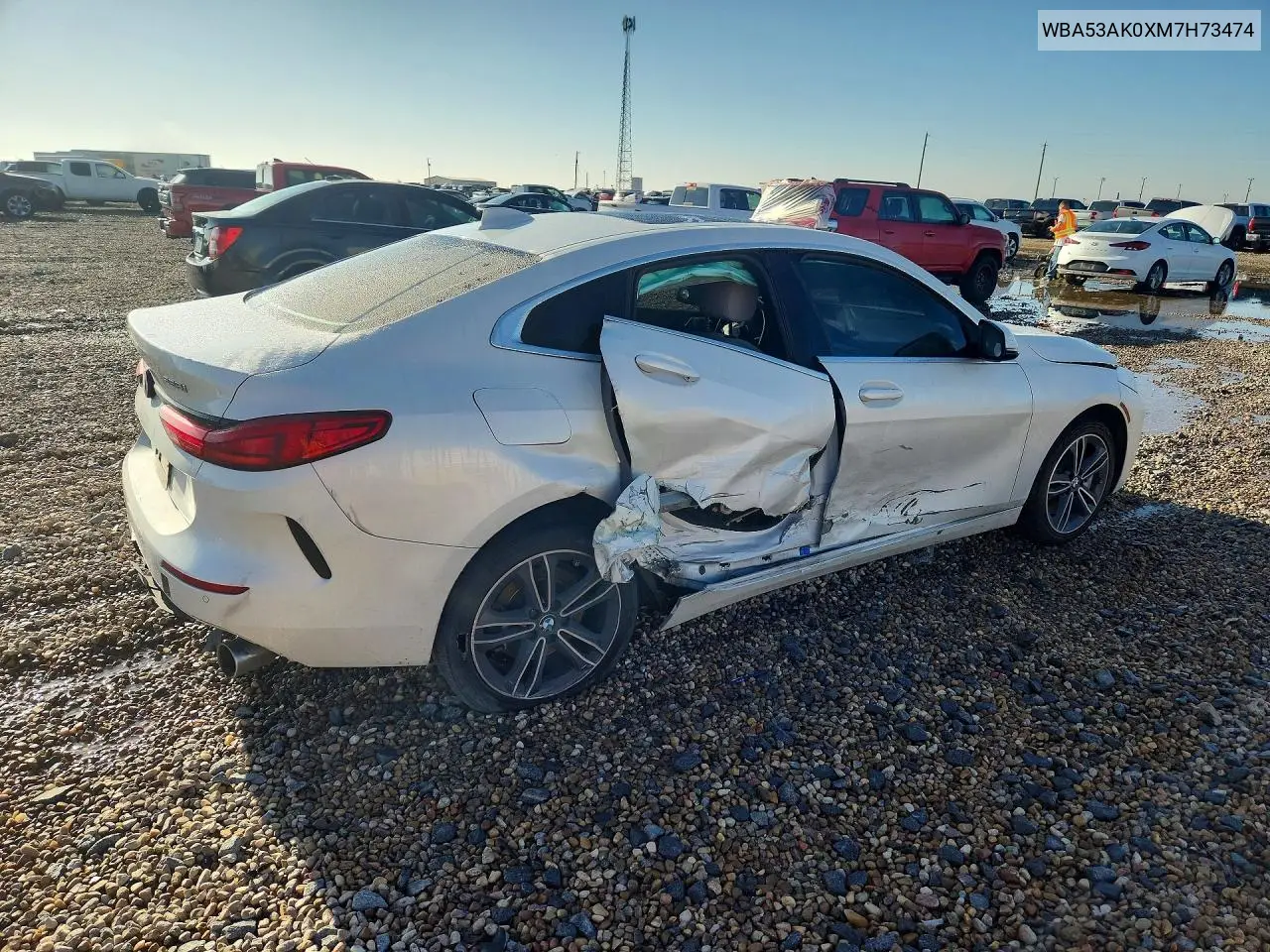 2021 BMW 228I VIN: WBA53AK0XM7H73474 Lot: 60460916