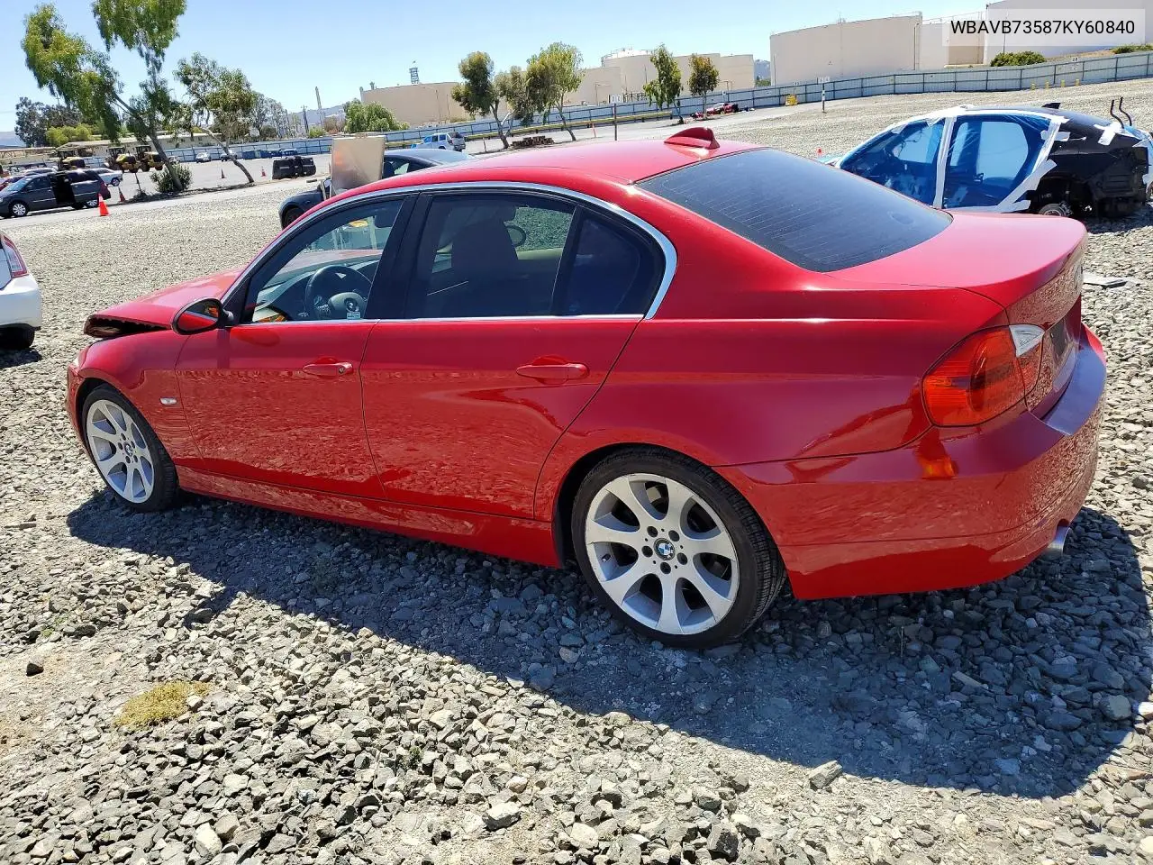 2007 BMW 335 I VIN: WBAVB73587KY60840 Lot: 61570466