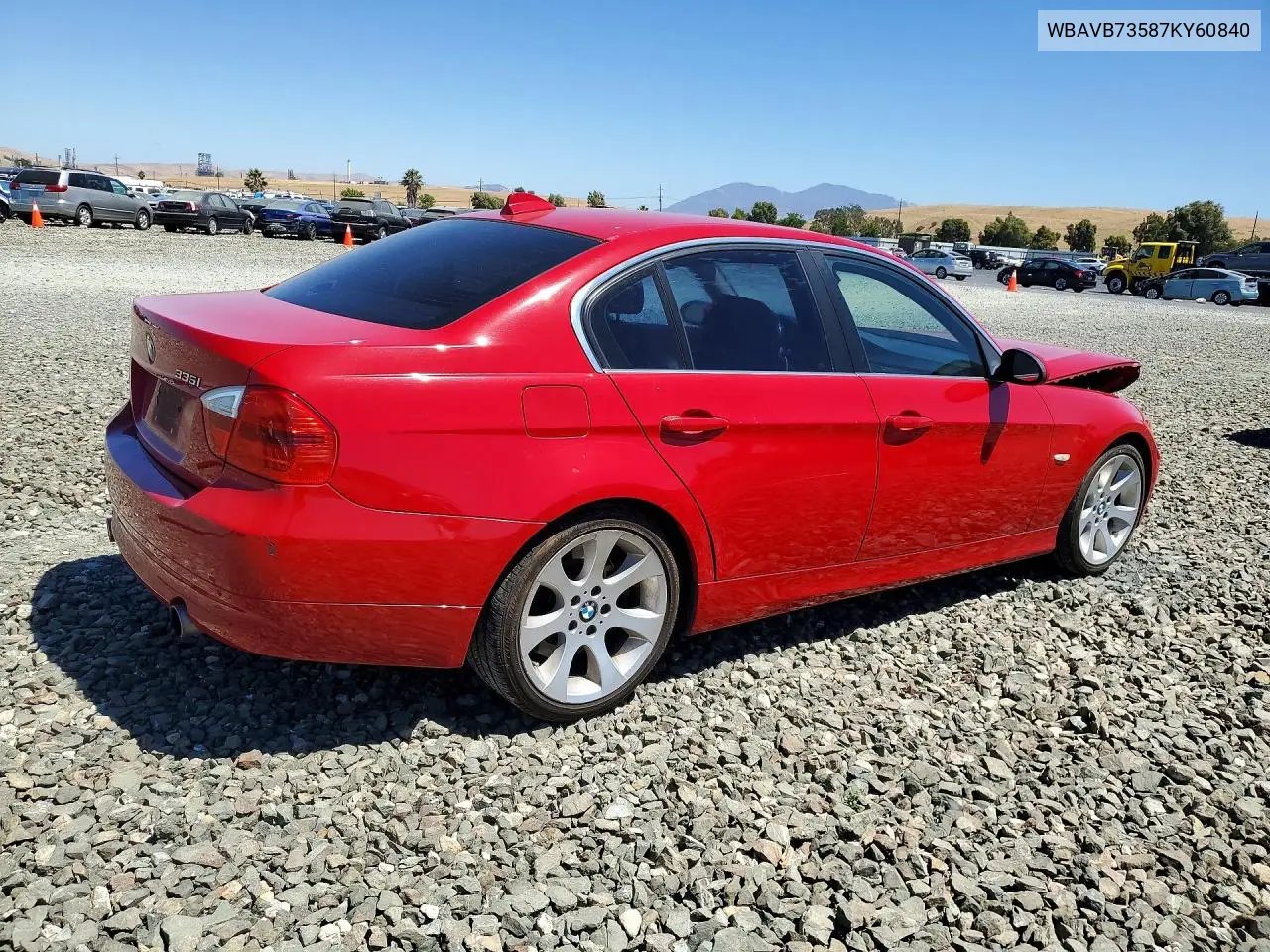 2007 BMW 335 I VIN: WBAVB73587KY60840 Lot: 61570466