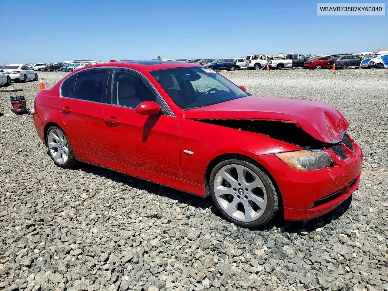 2007 BMW 335 I VIN: WBAVB73587KY60840 Lot: 61570466