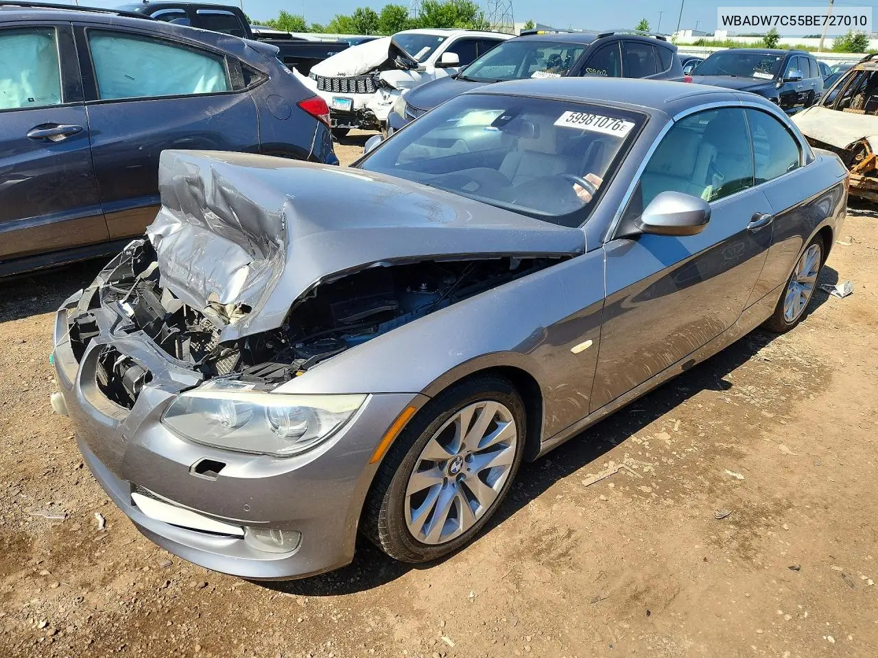 2011 BMW 328 I Sulev VIN: WBADW7C55BE727010 Lot: 59981076