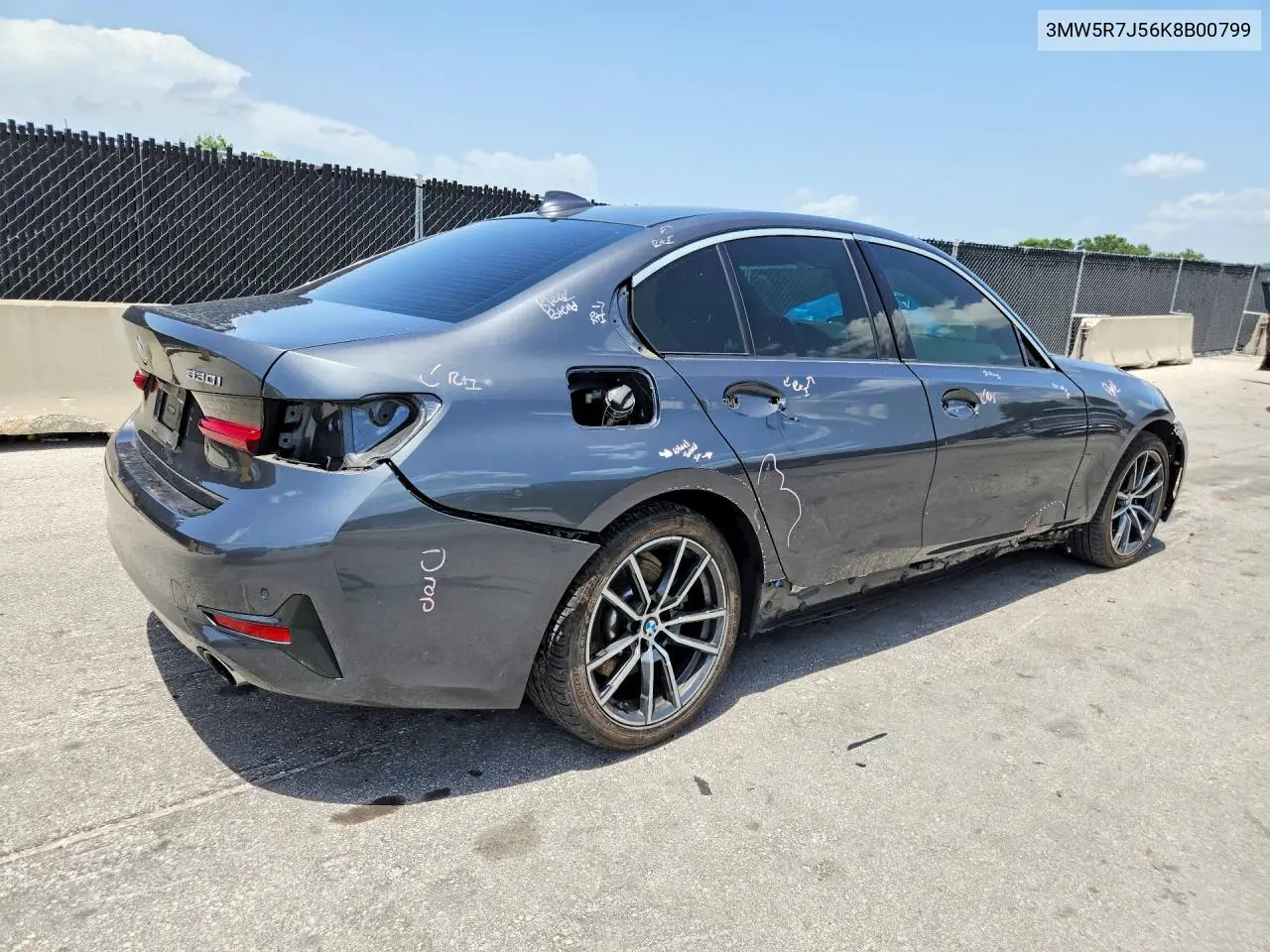 2019 BMW 330Xi VIN: 3MW5R7J56K8B00799 Lot: 60925366