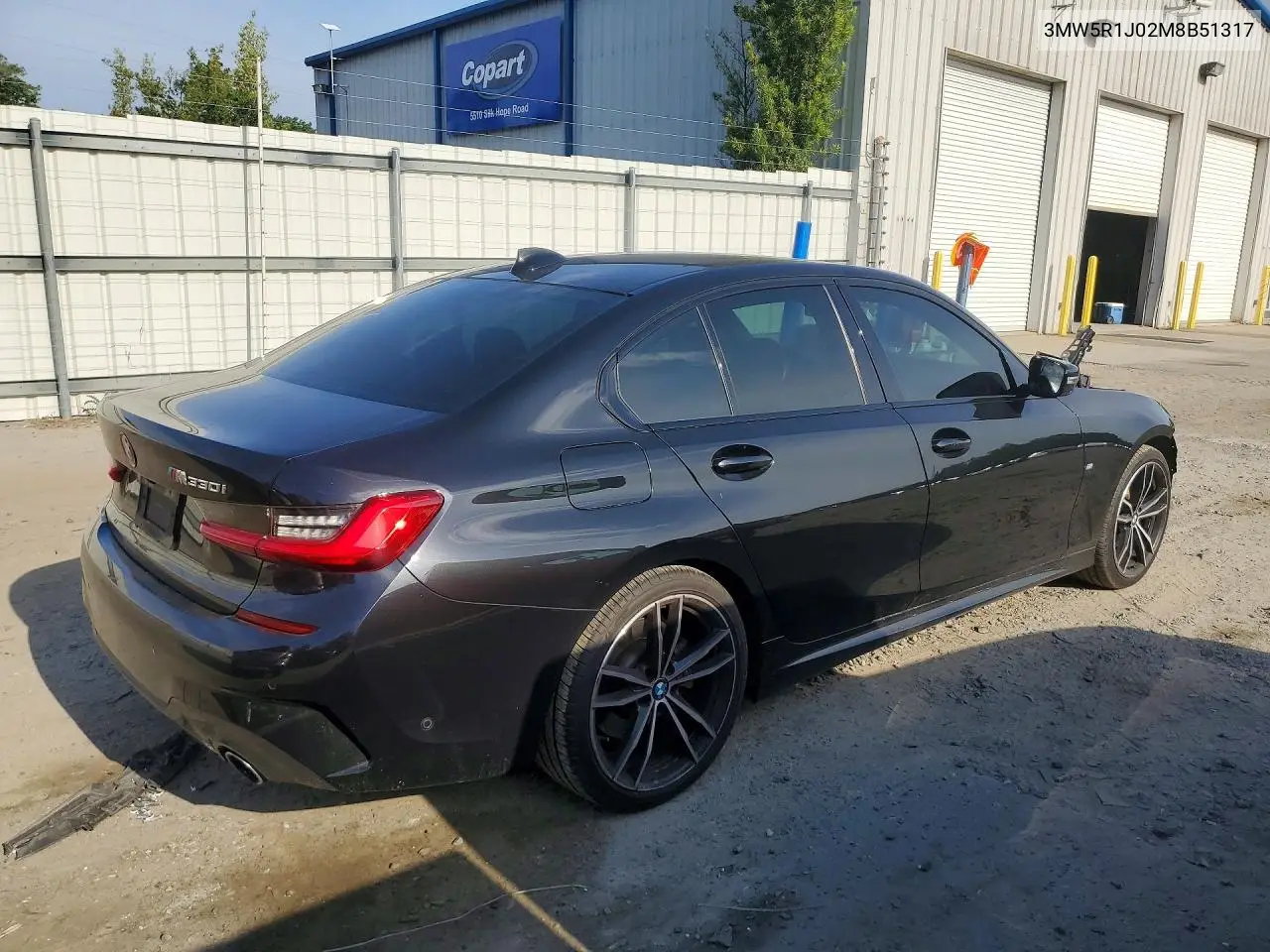 2021 BMW 330I VIN: 3MW5R1J02M8B51317 Lot: 56482186