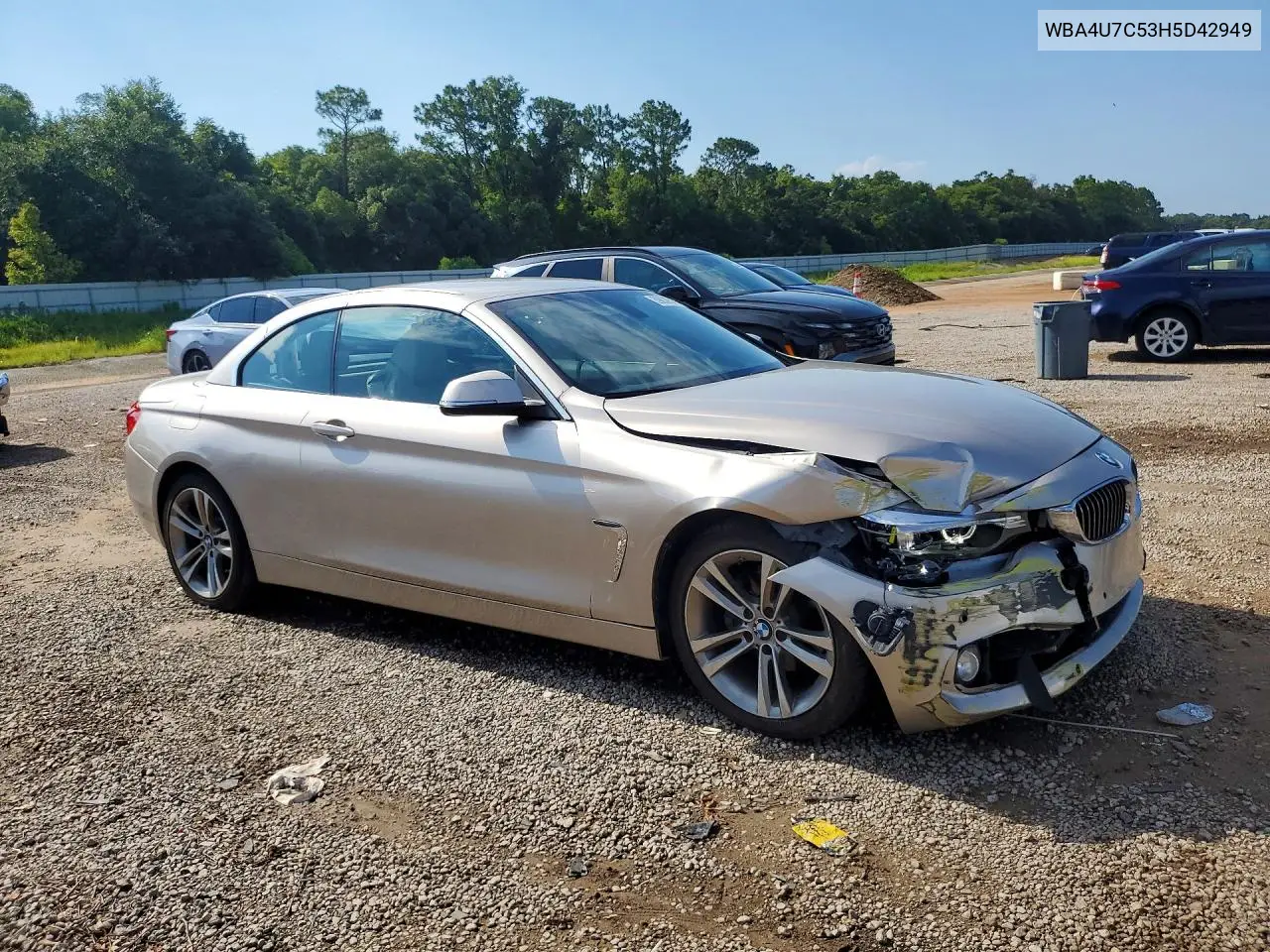 2017 BMW 430I VIN: WBA4U7C53H5D42949 Lot: 59838516