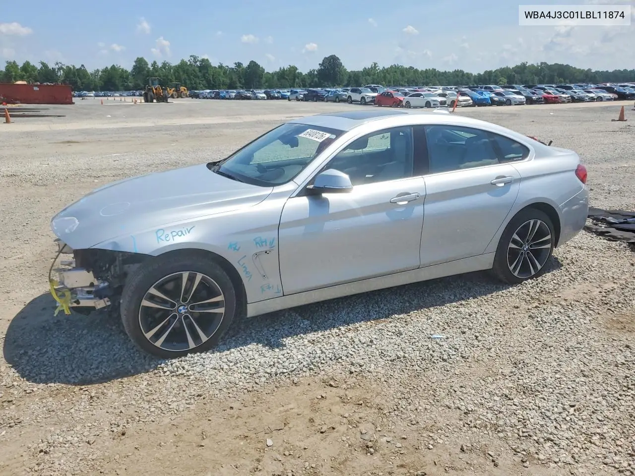 2020 BMW 430Xi Gran Coupe VIN: WBA4J3C01LBL11874 Lot: 60408126