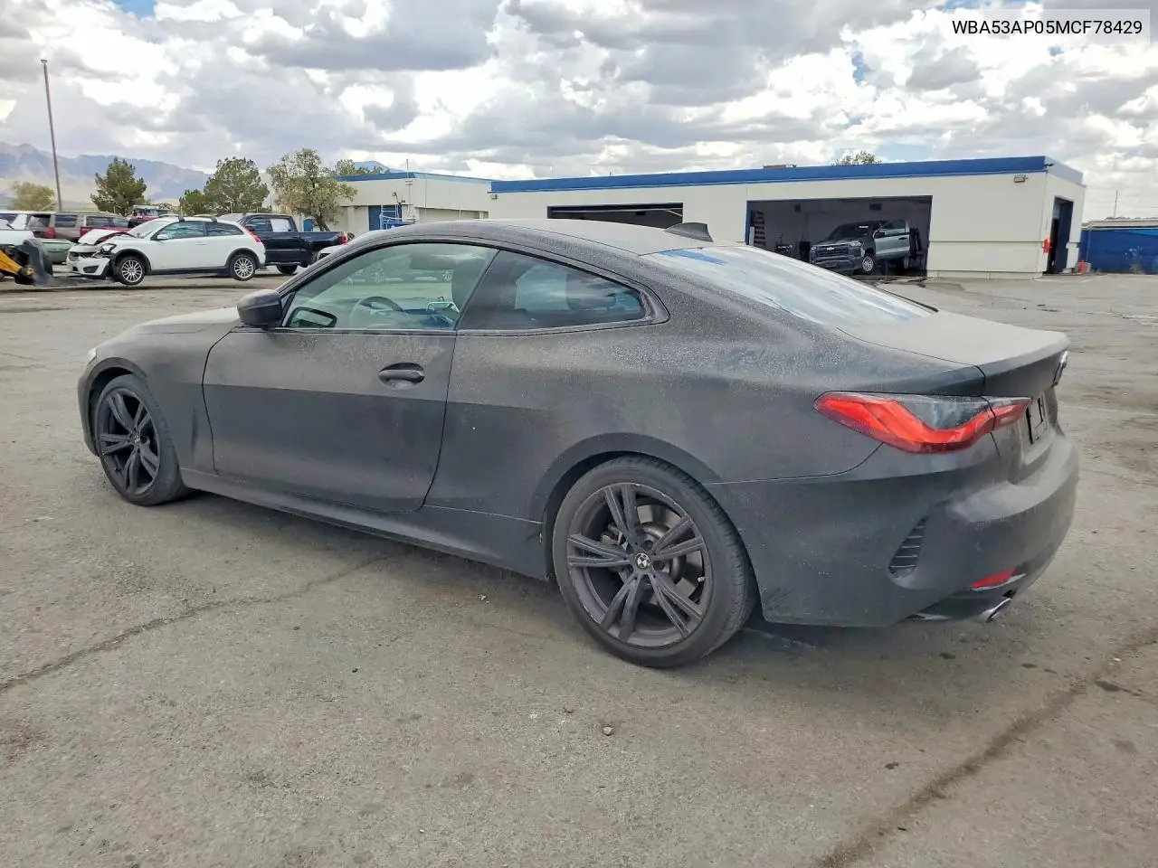 2021 BMW 430I VIN: WBA53AP05MCF78429 Lot: 60616536
