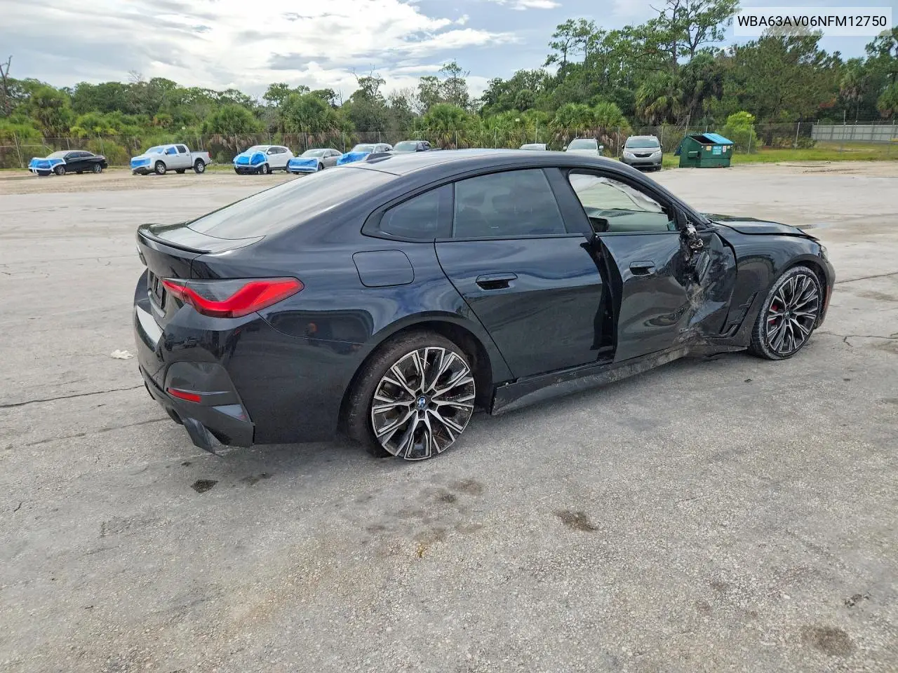 2022 BMW 430I Gran Coupe VIN: WBA63AV06NFM12750 Lot: 59694006