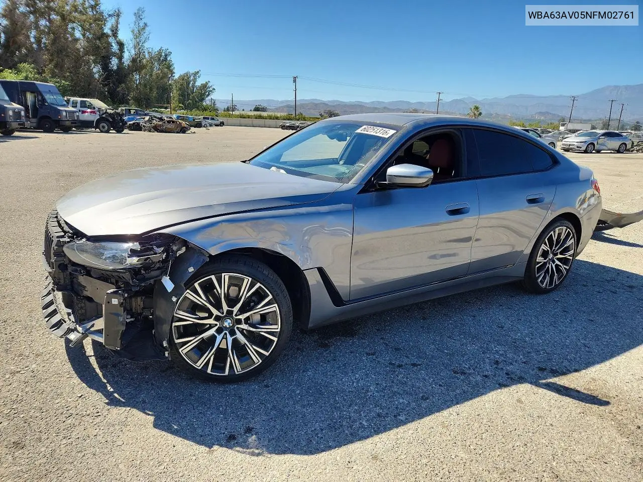 2022 BMW 430I Gran Coupe VIN: WBA63AV05NFM02761 Lot: 60251316