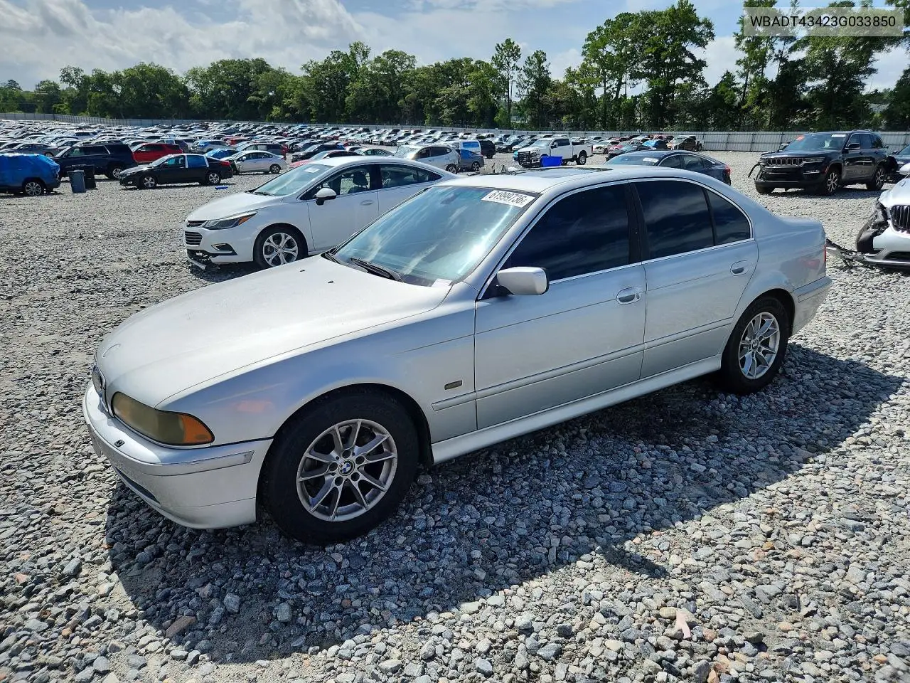 2003 BMW 525 I Automatic VIN: WBADT43423G033850 Lot: 61999736