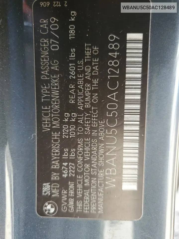 WBANU5C50AC128489 2010 BMW 528 I