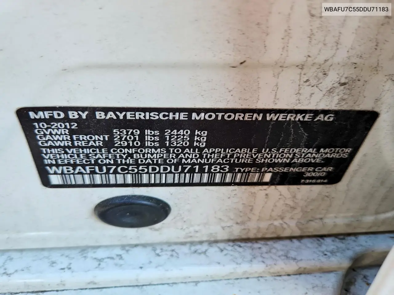 WBAFU7C55DDU71183 2013 BMW 535 Xi